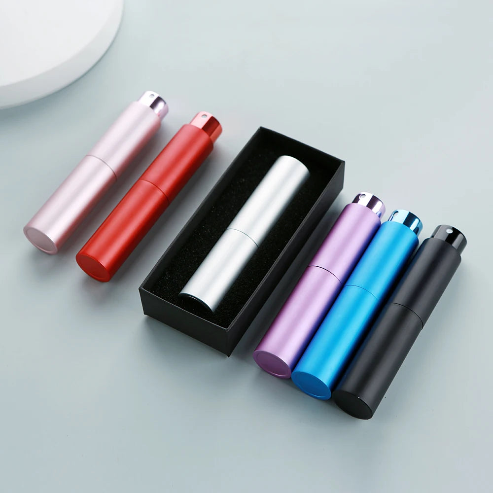 20pcs 10ml Rotary Press Spray Bottles - Multi-color Aluminum Shell with Glass Lining for Perfume Refills, in Exquisite Box