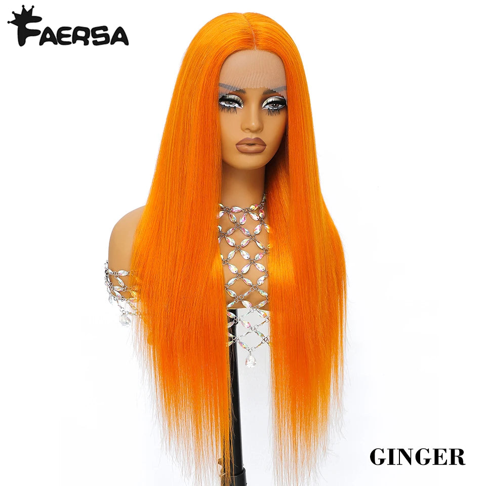 HD Lace Front Wig, Blend Hair 13X6 Lace Wig Pre Plucked Glueless Synthetic Heat Resistant Long Straight Black and Blonde Wigs