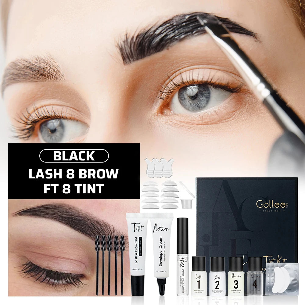 Gollee Eyelash Perm Curler 15 Minutes Lashes Brow Lamination Kit Lasting 4-6 Weeks Eyelashes Lifting Perm Enhancer Salon Beauty