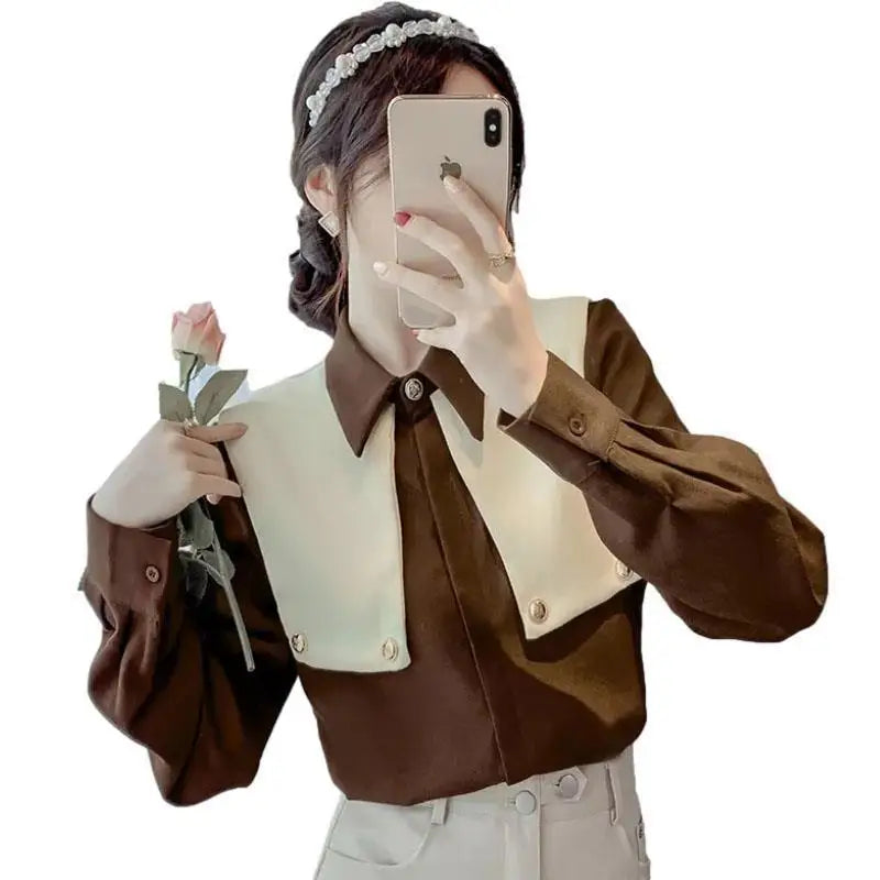 Shirts & Blouses For Women Wear To Work Korean Style Formal Dress Tall Elegant And Youthful Corduroy Woman Top Office Outfits