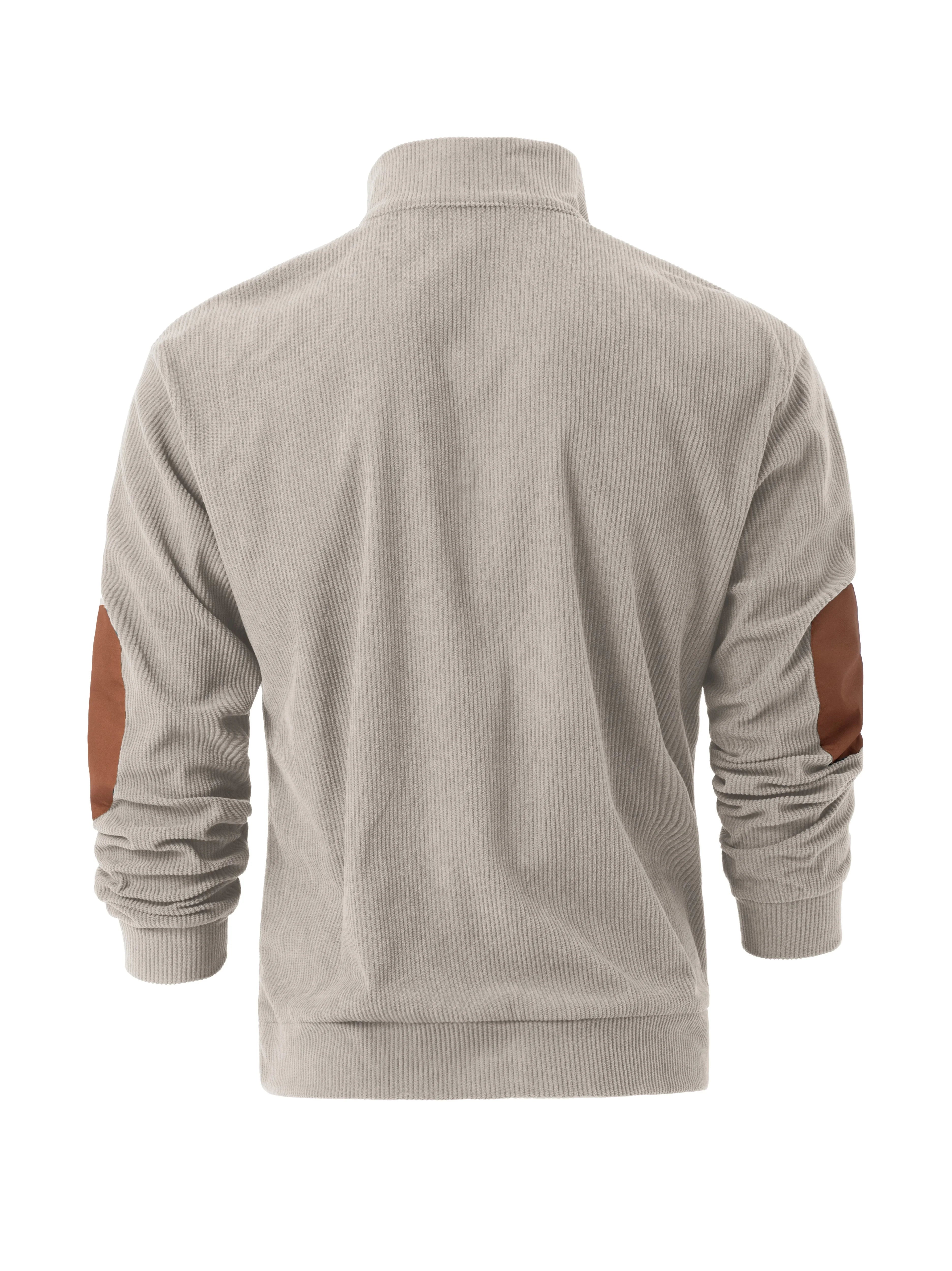 Spring and autumn solid color sports long-sleeved tops for men, fashionable and casual stand-up collar outdoor men's pullover