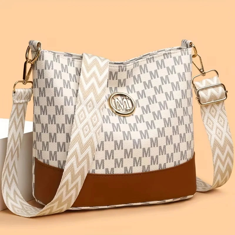 Two-Tone Color Blocking Women Bucket Bag Large Capacity Multi-Way Tote Elegant Casual Daily Use Handbags
