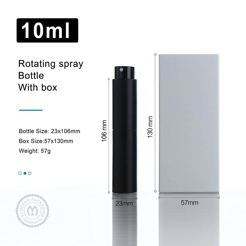 20pcs 10ml Rotary Press Spray Bottles - Multi-color Aluminum Shell with Glass Lining for Perfume Refills, in Exquisite Box