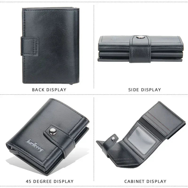 Personalized Men's Aluminum Card Holder - RFID Blocking PU Leather Wallet - Engraved Name for Credit/Bank Cards & ID Protection