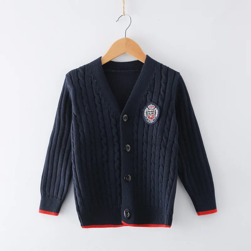 New Baby Boys Sweater Autumn Toddler Boys Knitwear Long-Sleeve Cotton Cardigans Kids Sweater Coat Fashion Children Clothes2-10Y