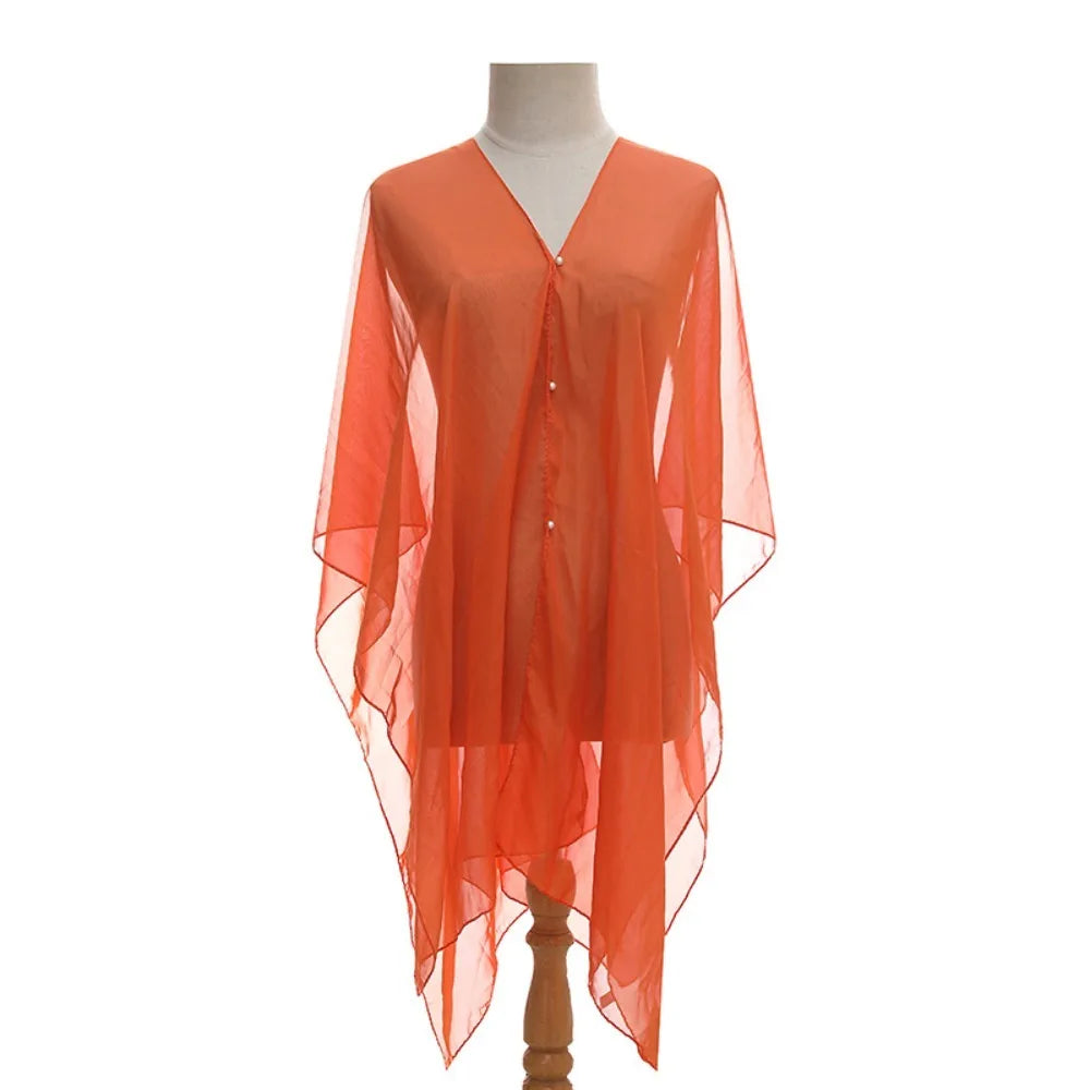 New Solid color Shawl Scarf Luxury Sun-Resistant Beach Cover Up Smooth Spring Poncho Women