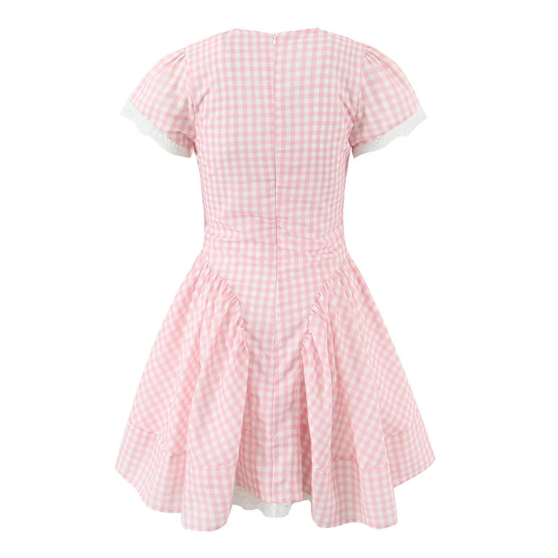 YENKYE Sweet Cute White Mini Dress For Pretty Girl Elegant A-line Bow V Neck Summer Dresses Party Robe Vacation Vestidos 2025