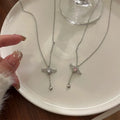 2PCS 925 Sterling Silver Heart Angel Wings Pendant Choker Necklaces for Woman Girls Party Jewelry Accessories Jewellery Women