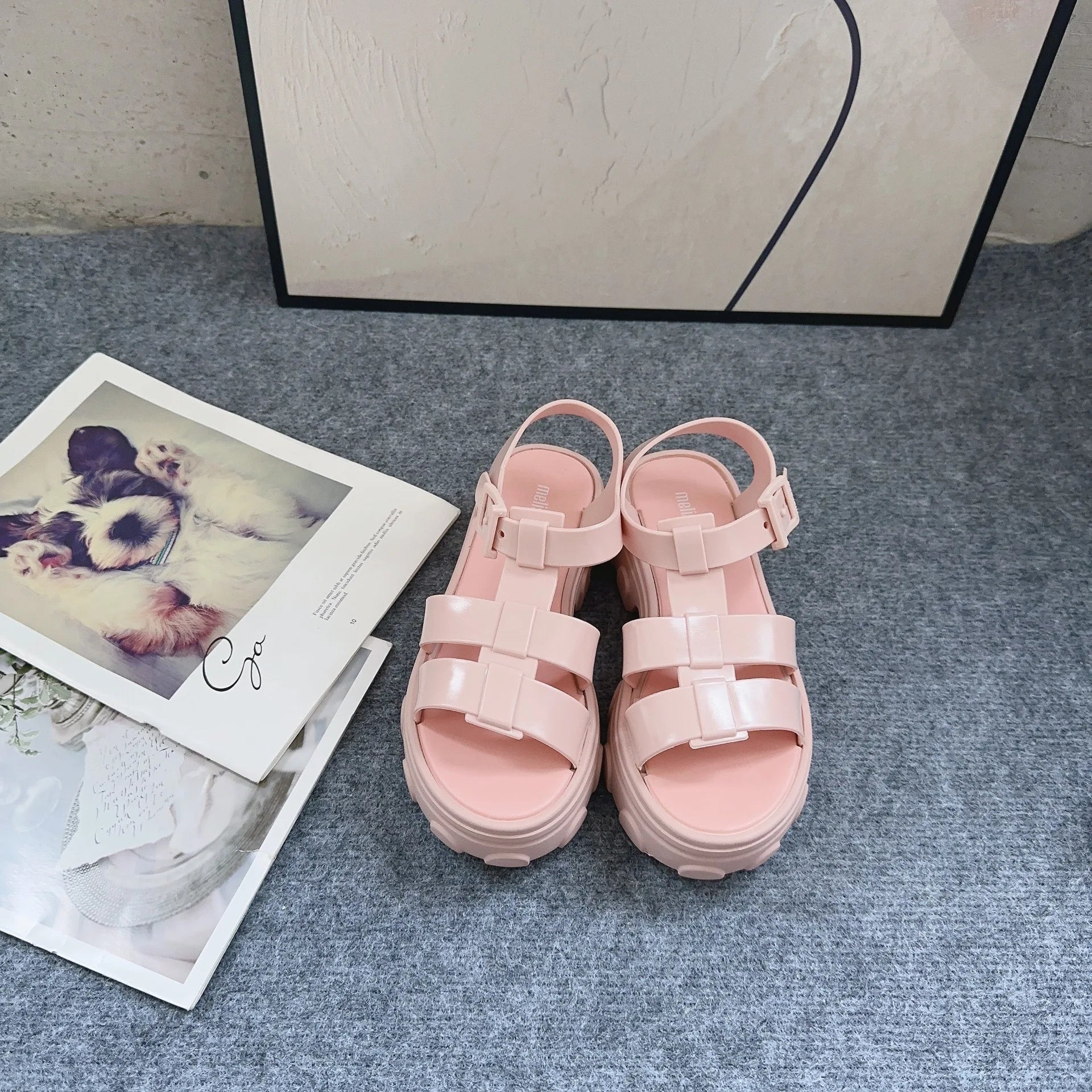 Mini Melissa  Women's Shoes Summer Adult Girls Open Toe Roman Matsu Thick Sole Sandals Ladies Breathable Beach Shoes Casual Shoe