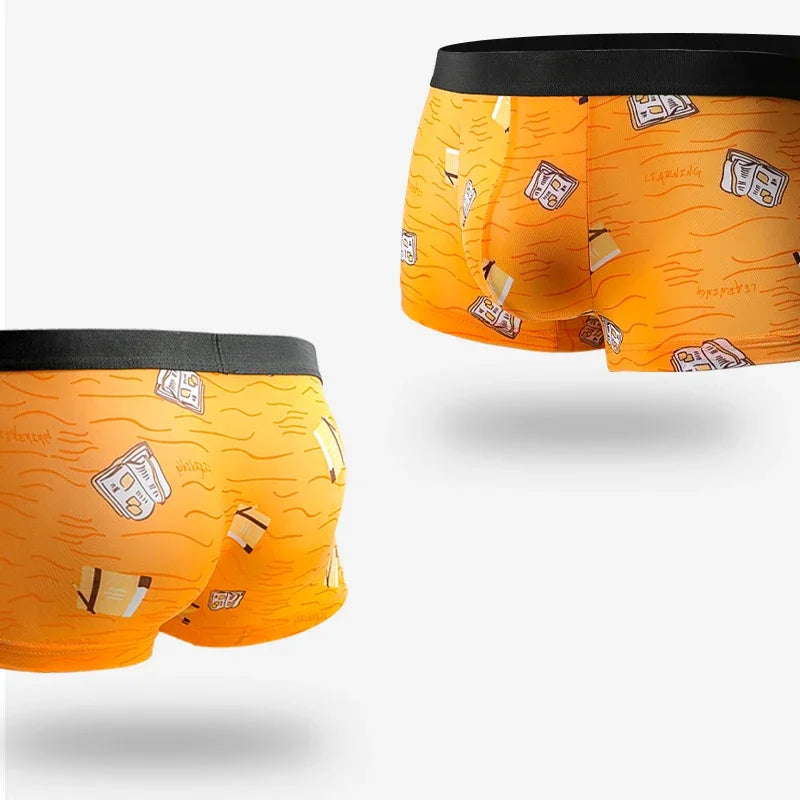 3pc   Men's underwear flat briefs ice silk ultra thin summer breathable personality trend summer boxer pants