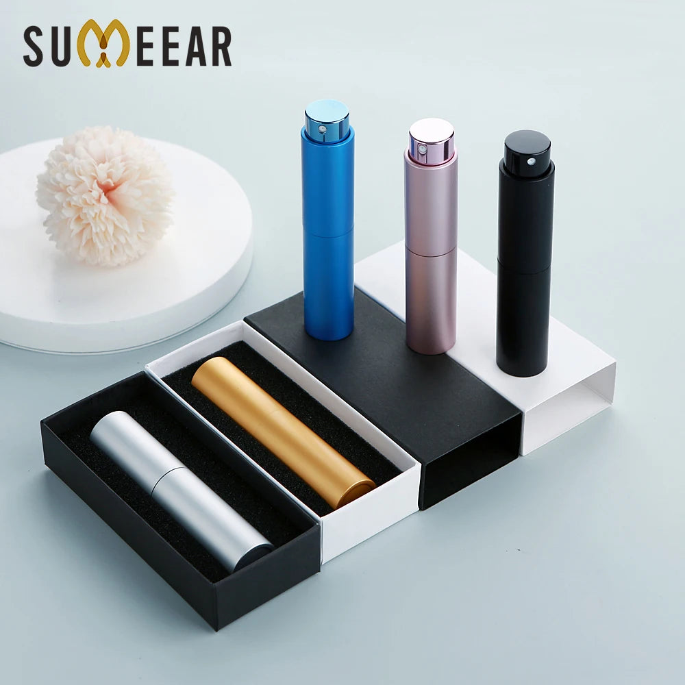 20pcs 10ml Rotary Press Spray Bottles - Multi-color Aluminum Shell with Glass Lining for Perfume Refills, in Exquisite Box