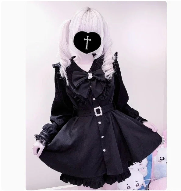 Japanese Style Mine Mass-Produced Girls JK Shorts Set New Autumn Sweet Women Short Sleeve Lace Bow Shirt and Shorts Outfits