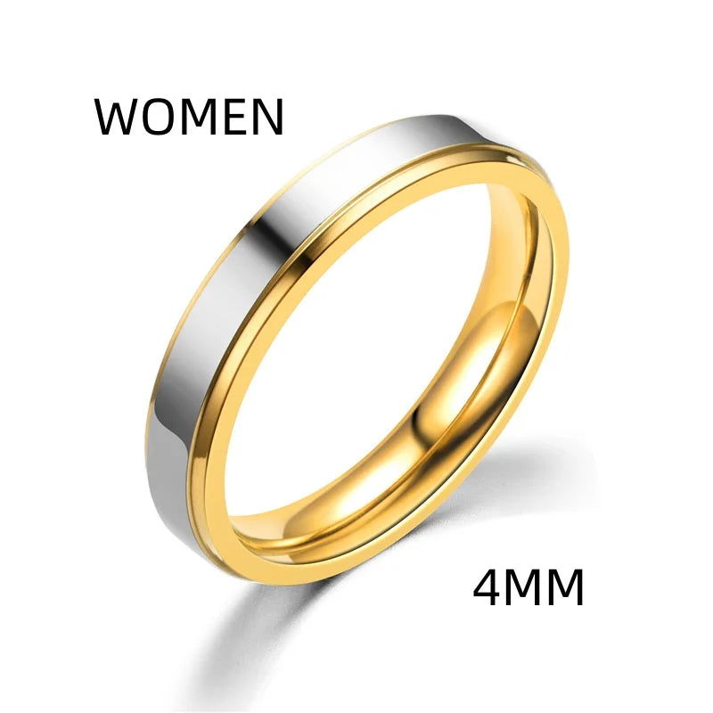 Fashion Design Stainless Steel Wedding Ring Couple 4/6mm Width Rings For Women Men Memorial Day  Jewelry Valentine's day Gifts