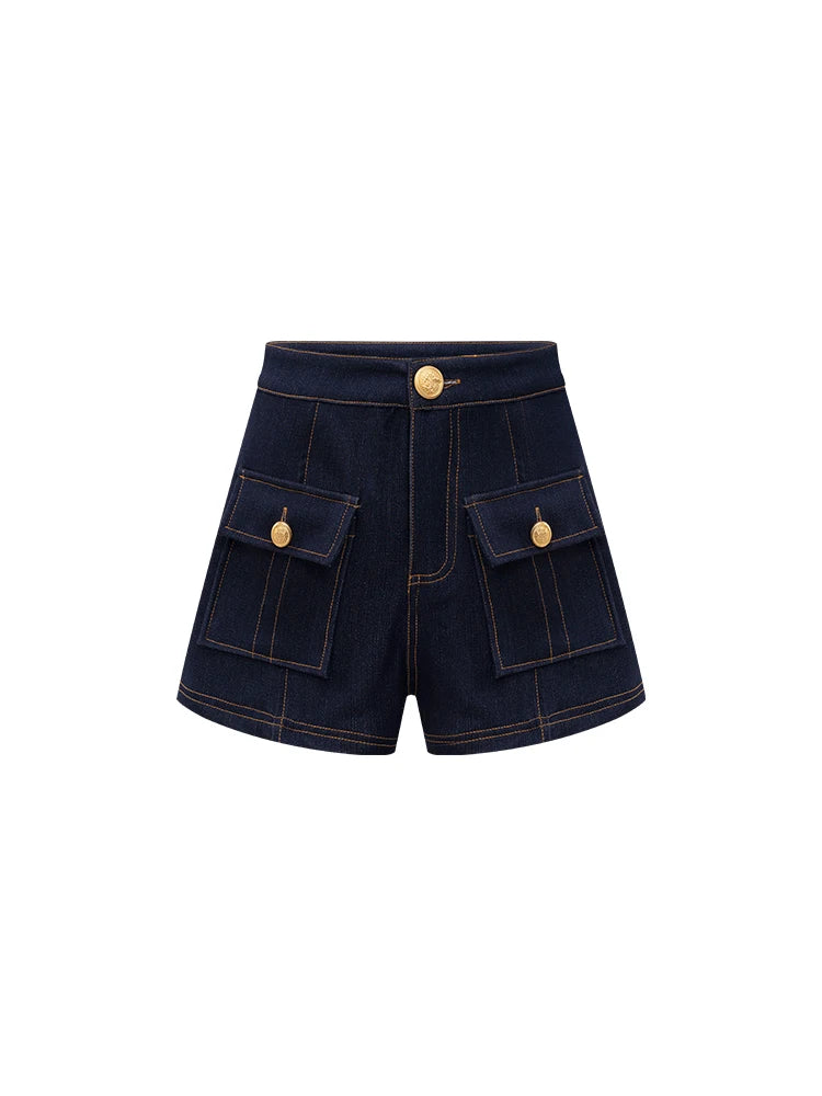 High Waist Straight Leg Jeans Ladies First Design Spring New Style Slimming Shorts with Outer Pockets Casual Pants for Women