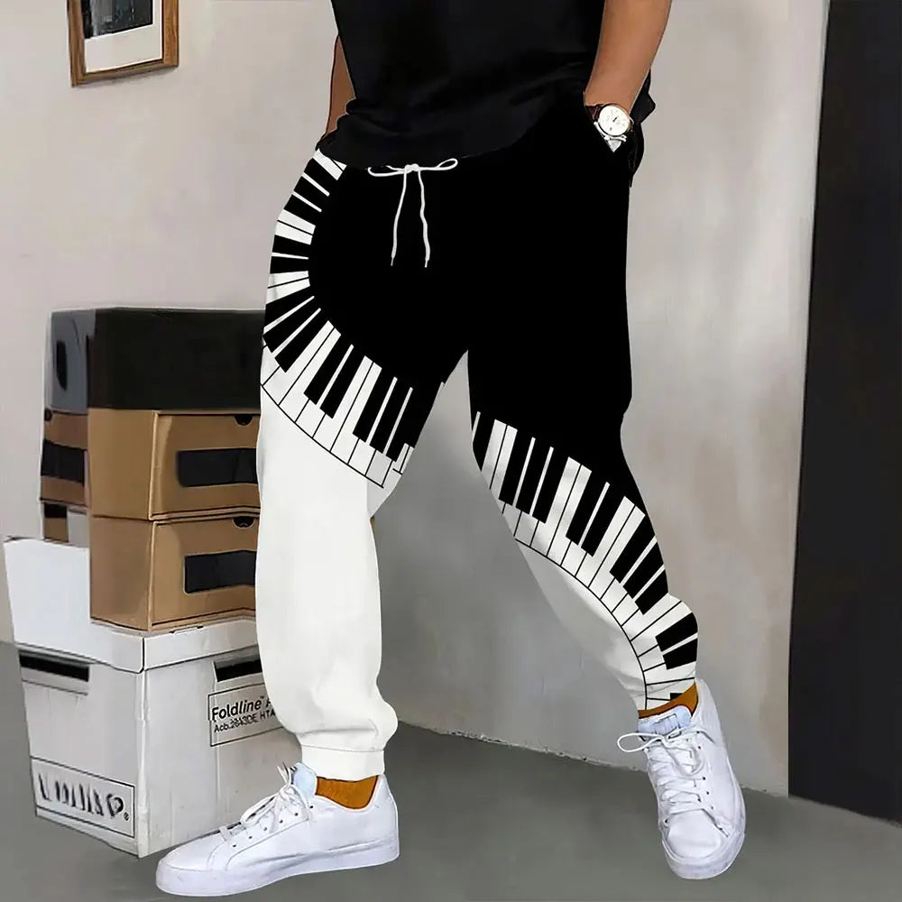Men's Loose Pocket Draw Rope Sports Sweatpants Winter New Thick Warm Men's Sweatpants Fashion Color Skull Printed Sweatpants