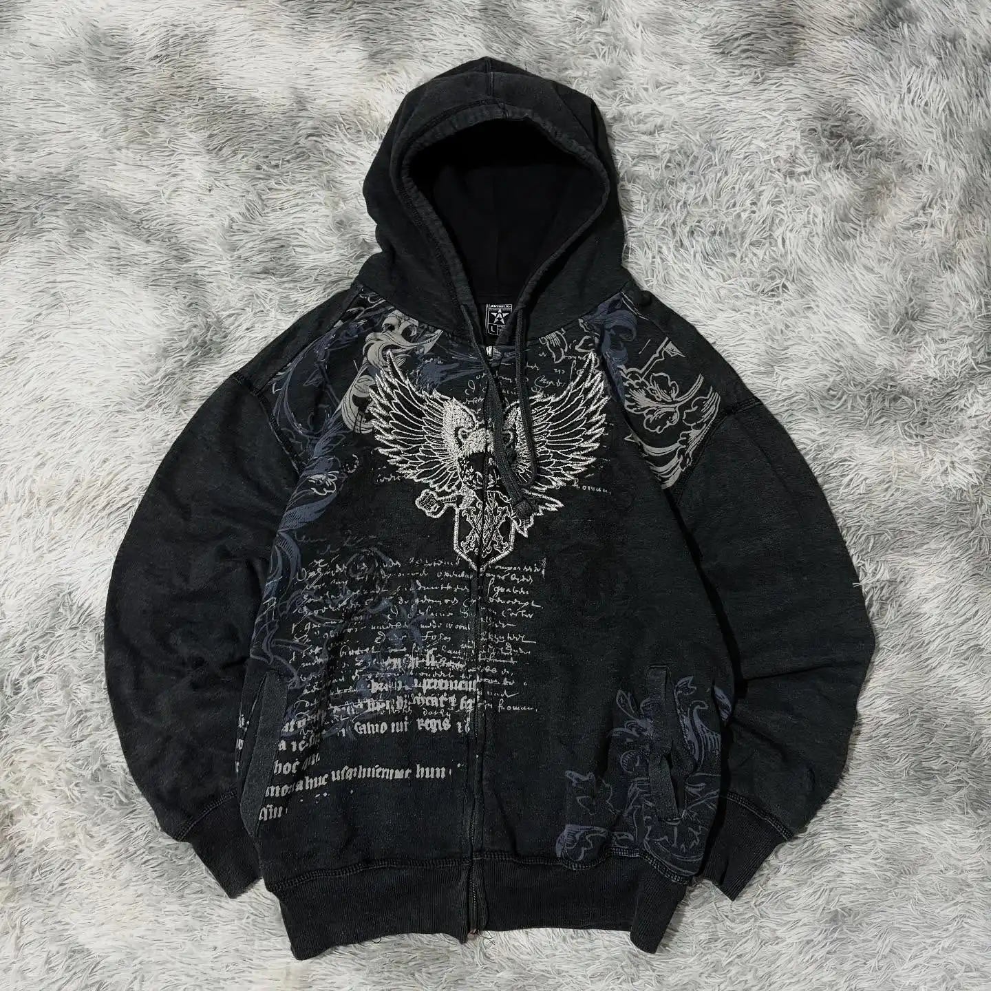 Printed Zipper Hooded Sweater Y2K Gothic Harajuku Popular Hoodies