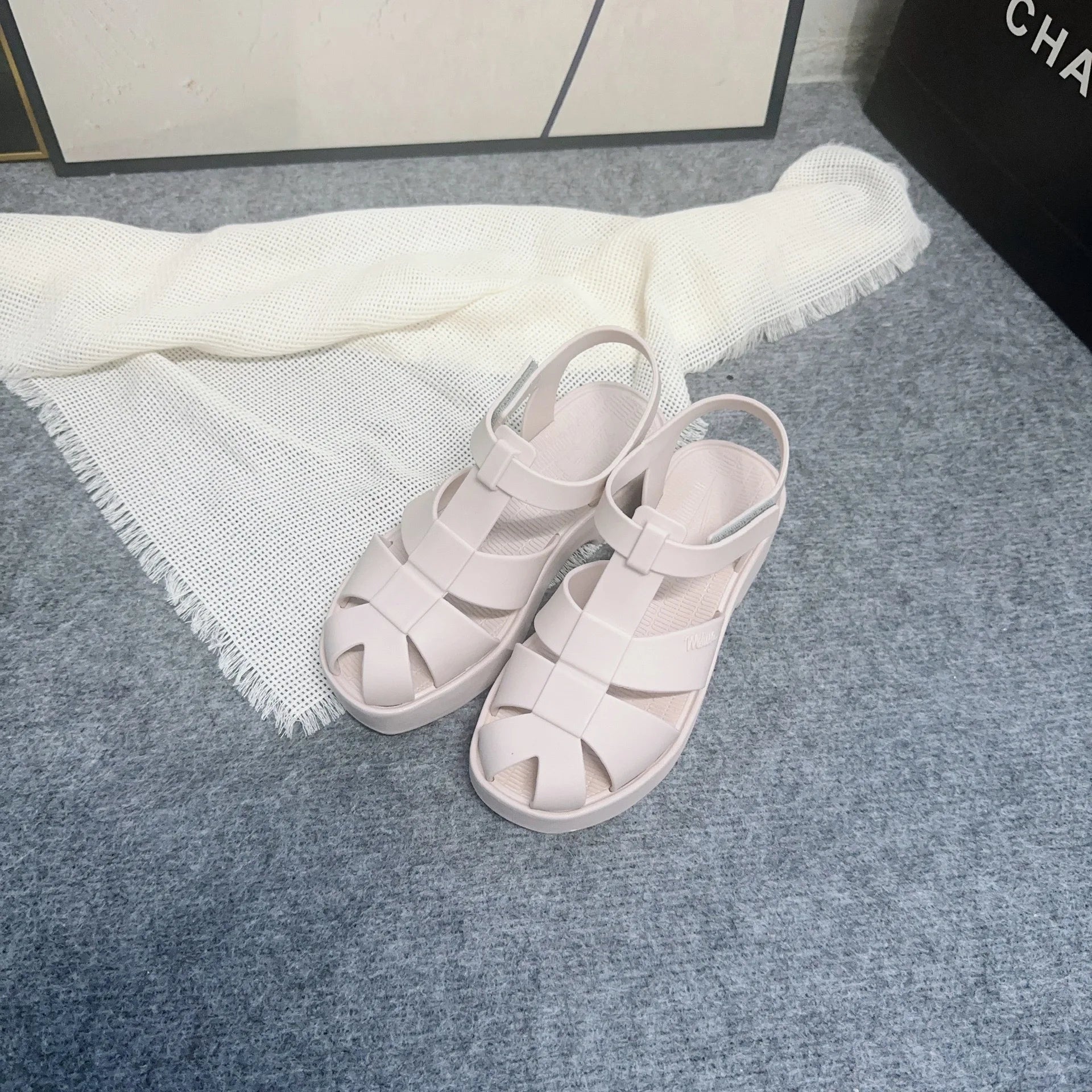 Mini Melissa  Women's Shoes Summer Adult Girls Open Toe Roman Matsu Thick Sole Sandals Ladies Breathable Beach Shoes Casual Shoe