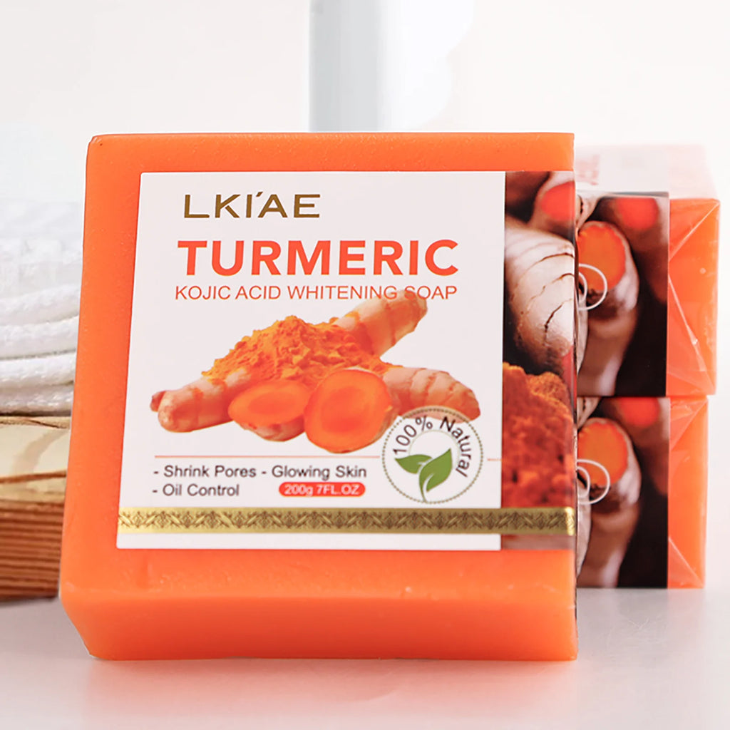 Natural Turmeric Whitening Soap Bar, Clean Skin, Remove Dark Spots, Acne, Hyperpigmentation, Smooth Skin, For Face & Body, 200g