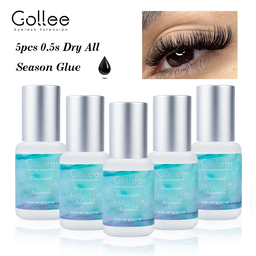 Gollee 0.5s Fast Drying Eyelash Extensions Glue 5ml Lashes Glue 6-8 Weeks Lasting Waterproof Salon Professional Eyelashes Makeup