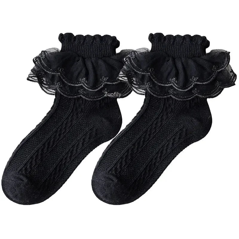 2-9Y Baby Spring Lace Ruffle Socks Children Cotton Autumn Girls Dance Socks Cute Toddler Socks Princess Style Baby Accessories