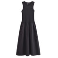 HXAO Womens Dresses Sleeveless Black Long Dress Bodycon Solid Knitted Dresses 2025 Woman Summer One Pieces Casual Midi Dresses