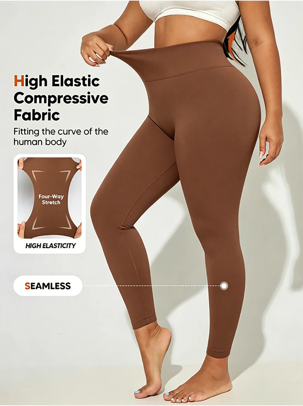 Ladies' high waist and abdomen leggings slim pants feet pants are suitable for entertainment, leisure, fitness, commuting