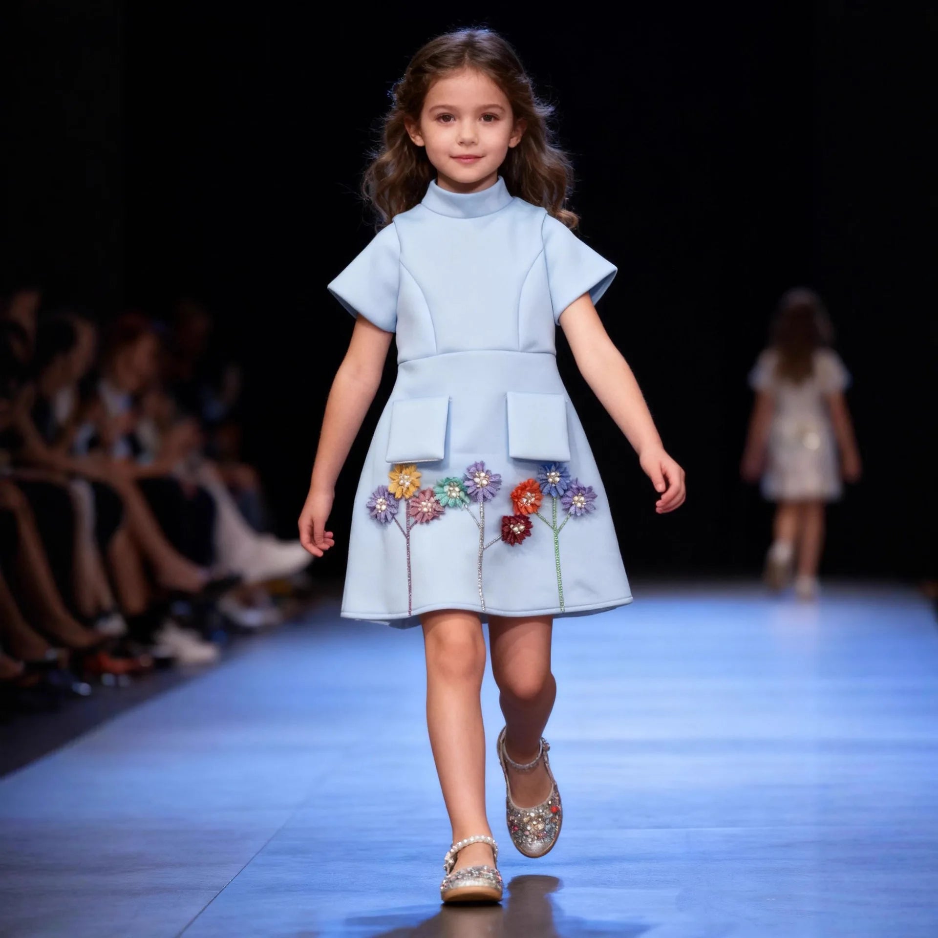 Girls Temperament Dress 2026 Spring Summer Autumn New Children Clothing Sweet Three-dimensional Flower Dress Cotton