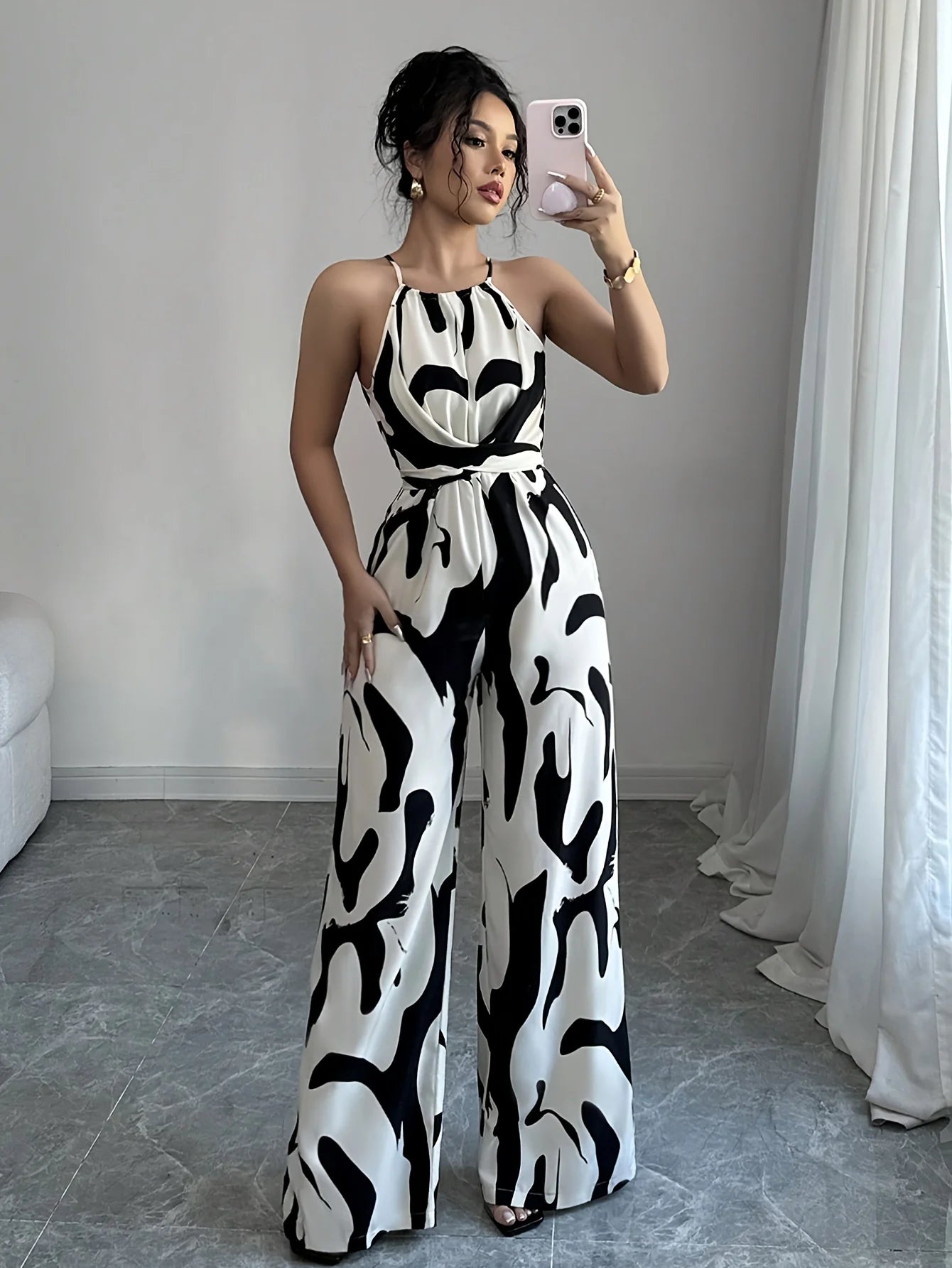 Women's Elegant Off-Shoulder Loose Wide-Leg Jumpsuit for Vacation Date Fashionable Commuting