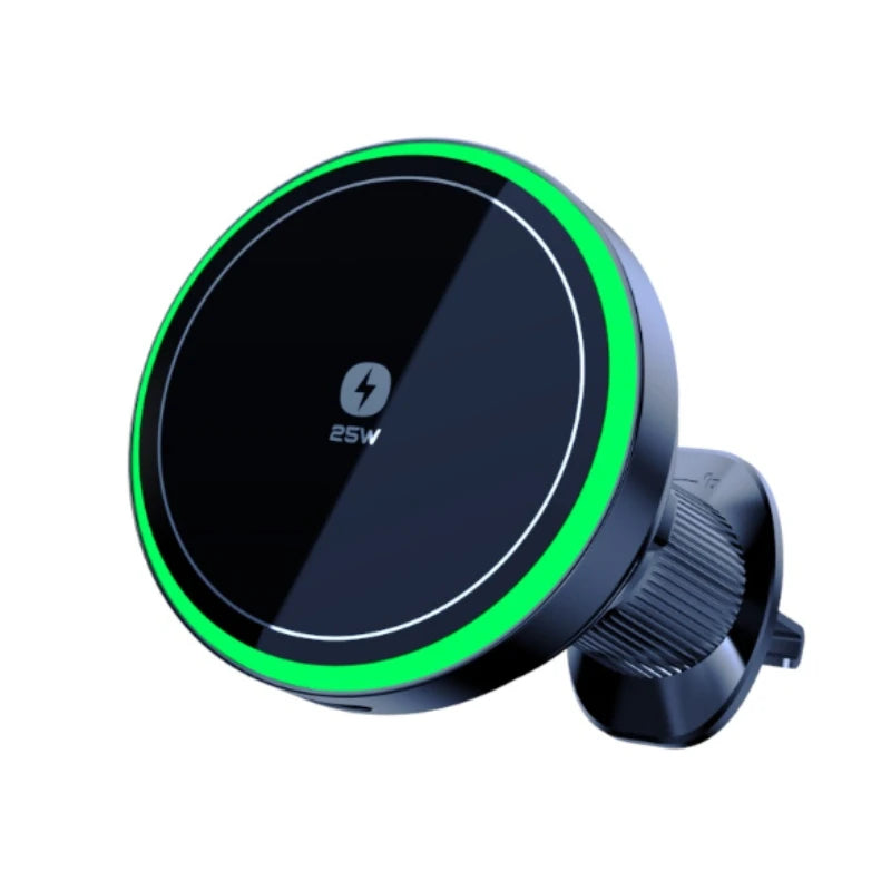25W Air-Cooling Car Wireless Charger LED Light Phone Stand Magnetic Fast Charging Station For Magsafe iPhone 17~12 Pro Max