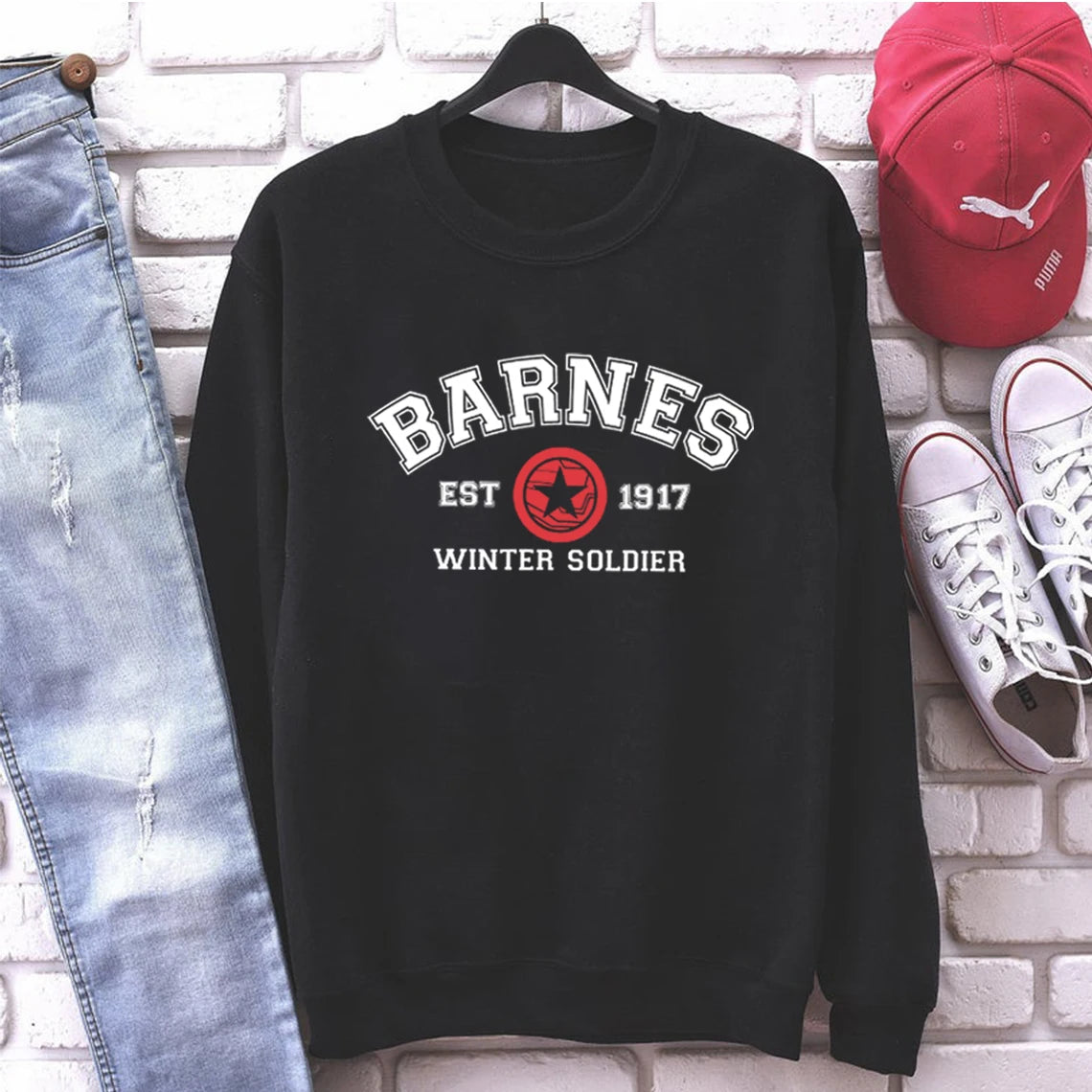 2025 Vintage Bucky Barnes Sweatshirt Barnes 1917 Hoodies Sebastian Stan Pullover Superhero Inspired Unisex Crewneck Sweatshirts