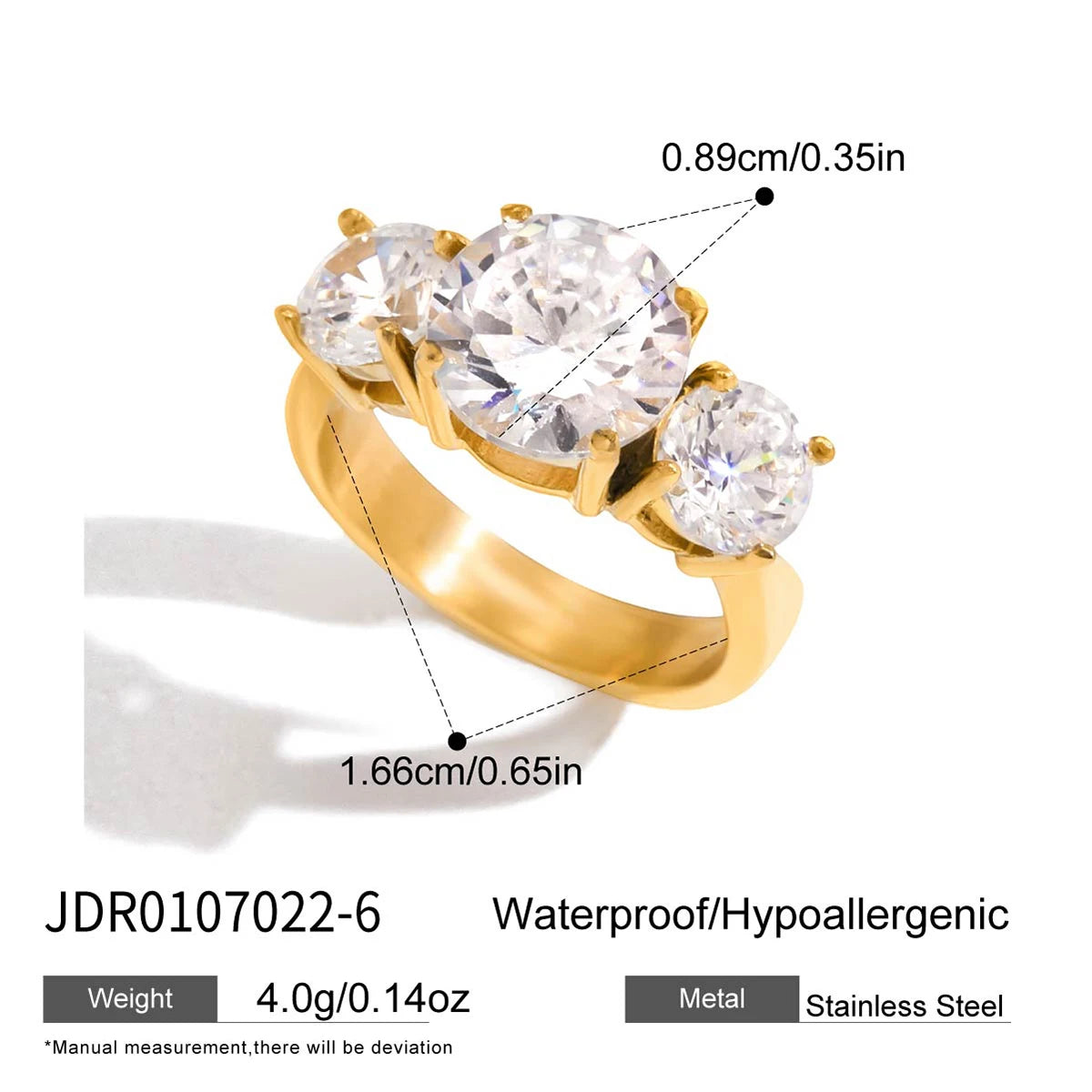 Youthway Geometric Zircon Rings For Women Minimalist 18K Gold Plated Stainless Steel Rings Simple Fashion Jewelry Christmas Gift