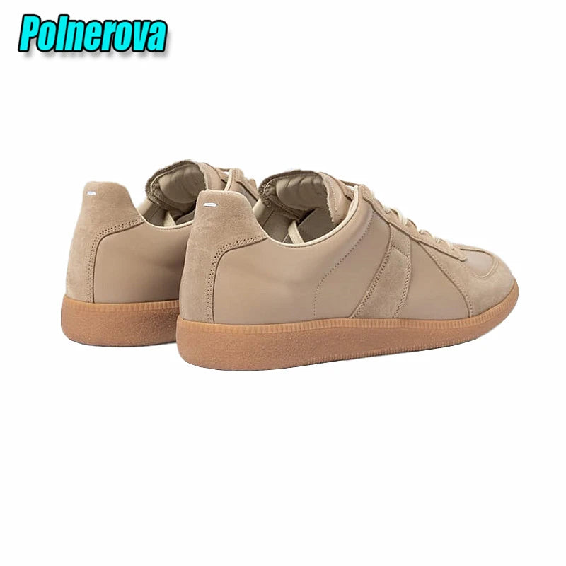 Suede Leather Patchwork Casual Sneakers for Women Men Spring Autumn Round Toe Lace Up Flats Outdoor Training Couple Sports Shoes