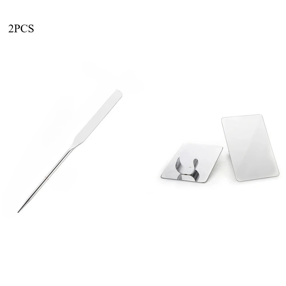 2PC Stainless Steel Palette Tray Rod Set Spatula Toner Makeup Mixing Mixing Stick Foundation Cream Mixing Cosmetic Make Up Tool