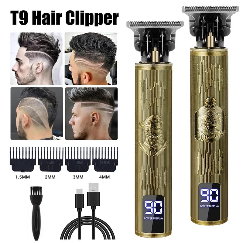 Vintage Hair Clipper T9 Hair Cutting Machine USB Fast Charging Shaver Barber Cordless Hair Trimmer For Men's Barbe