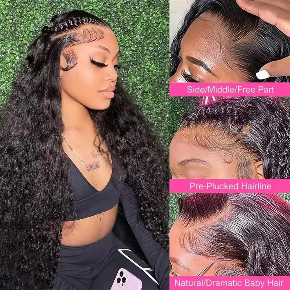 200 Density 13x4 13x6 Hd Transparent Loose Deep Wave Lace Frontal Wig Brazilian 30 40 Inch Curly Lace Front Wigs For Black Women