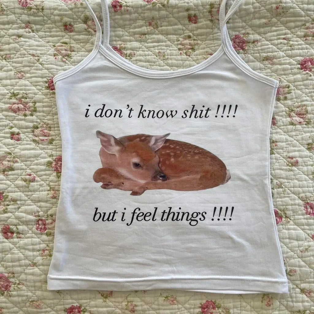 2000s Clothes Y2K Deer Letter Print Crop Top Women Gothic Clothes Slim-fit Sleeveless Tops Coquette Vest Casual Corset Woman Emo