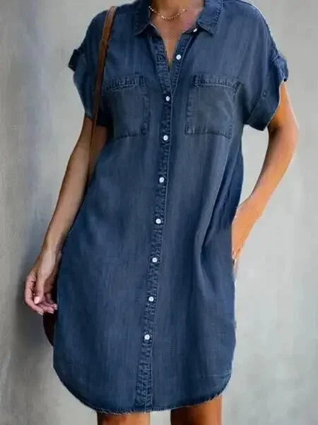 2023 Autumn Women's Dress Large Size Cowboy Style Blue Square Collar Pockets Casual Fashion Ladies Clothes Female Long Dresses