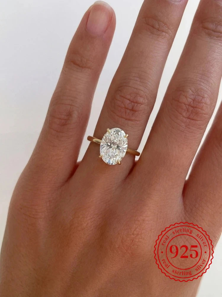 925 Sterling Silve Shiny Gorgeous 1-8CT Oval Zircon Ring For Women Engagement Wedding Luxury High Quality Fine Jewelry