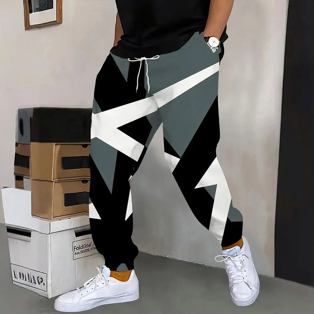 Men's Loose Pocket Draw Rope Sports Sweatpants Winter New Thick Warm Men's Sweatpants Fashion Color Skull Printed Sweatpants
