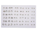36Pair Mixed Size White Color Crystal Stud Earrings Set Women Girls Small Plastic Geometric Rhinestone Earrings Set Jewelry Gift