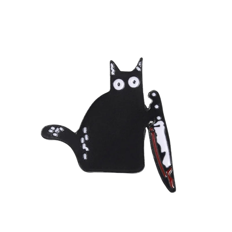 Cute Black White Cats Enamel Pins Certified Cat Lady Cartoon Kitty Claw Animal Brooch Lapel Badge Fashion Friends Jewelry Gifts