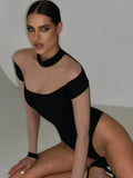 AHAgaga Sexy Streetwear Patchwork Bodysuit Rompers Women Jumpsuits Fashion Turtleneck Long Sleeve Skinny Tops Female Overalls