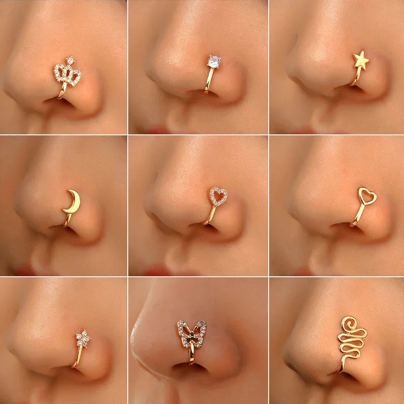 Men Women Nose Ring Clip Fake Septum Piering Rock Hip Hoop Punk Stainless Steel Body Jewelry Non Perforation Nose Clip Ring 2026