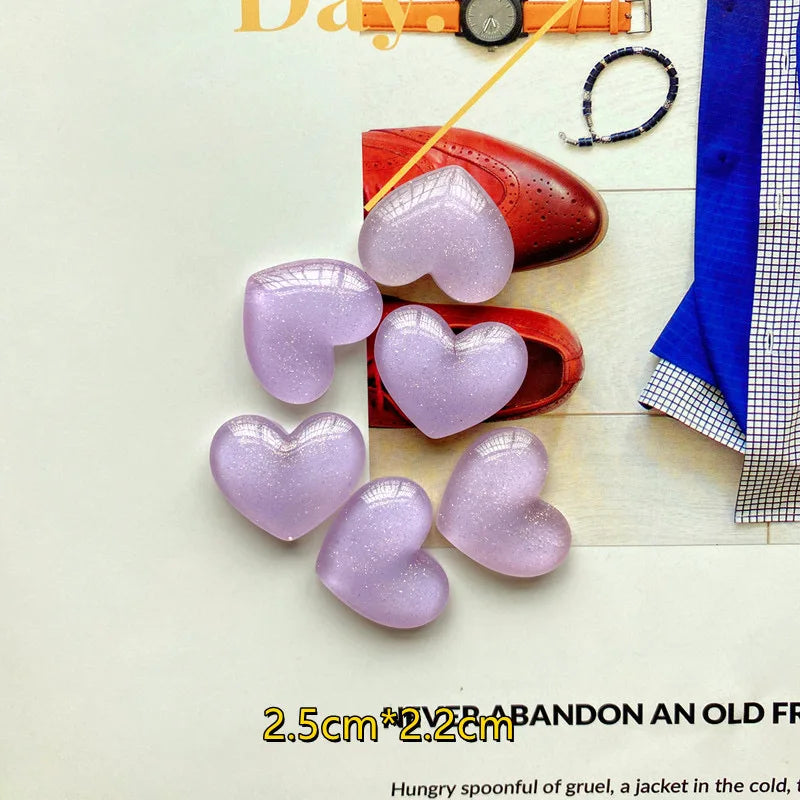 6pcs Glitter Colored Loving Heart Fridge Magnet Photo Wall Message Board Magnetic Bulletin Board Decoration Stickers Home Decor