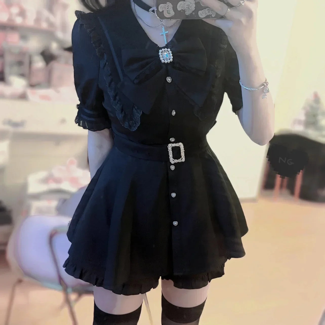 Japanese Style Mine Mass-Produced Girls JK Shorts Set New Autumn Sweet Women Short Sleeve Lace Bow Shirt and Shorts Outfits