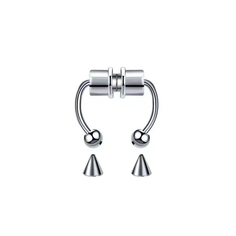 2pc Women Fake Piercing Nose Ring Hoop Septum Non Piercing Nose Clip Rock HipHoop Lip Septum Nose Rings Body Jewelry