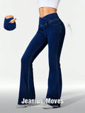 Versatile Slimming Jeans Spring/Summer New Style High Stretch Cross Waist Flare Jeans For Women Hip Enhancing Knitted Jeans