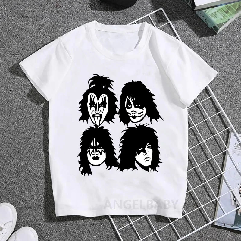Stormtrooper Fans Kiss Rock Band Print Fashion Kids T shirt Girls Summer Tops Baby Boys Clothes Children Short Sleeve T-shirts
