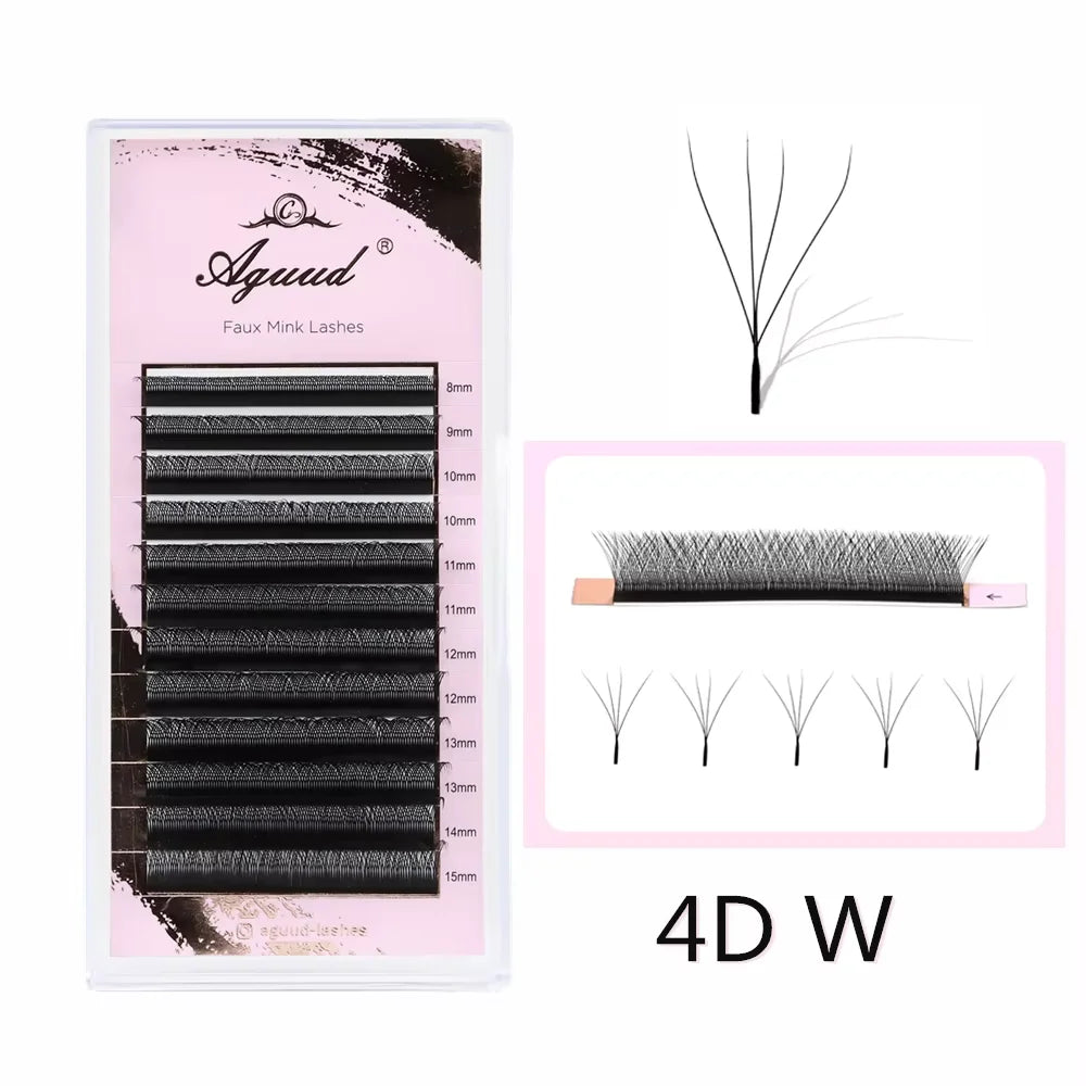 10 Trays U-shaped Eyelash Extensions Handmade Soft U Shape W Bloom Lashes Premade Fans U3D U5D Brown 4DW False Eyelash Wholesale