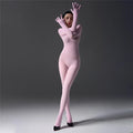 Women's Jumpsuit With Hooded High Elastic Unitard Oil  Shiny Glossy Sexy Bodysuit Five Finger Gloves Tights Skinny Shaper Wear